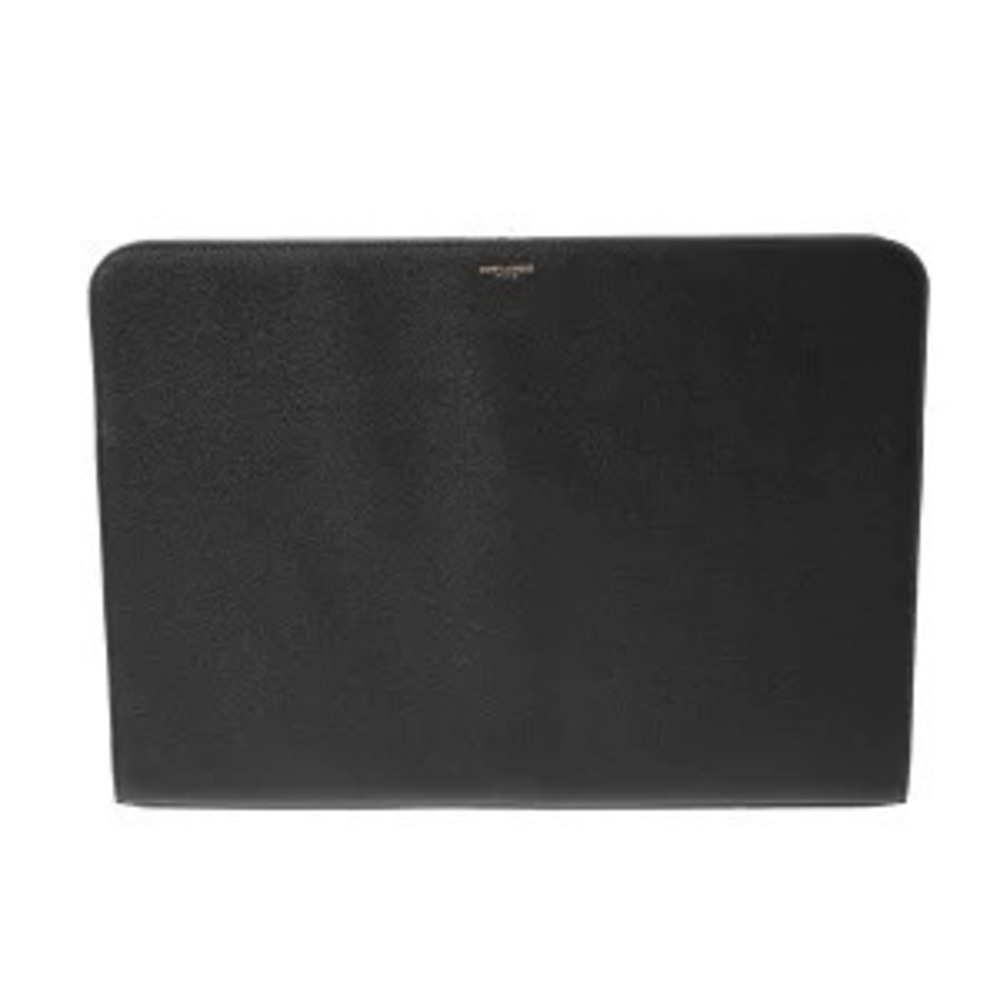 Saint Laurent clutch bag black grained poodle embossed leather handbag